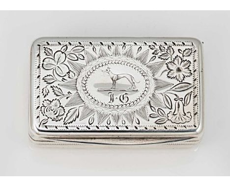 Dublin - An early 19th century silver snuff box, mark of Richard Sawyer, 1811, of rectangular form, underside with decorative