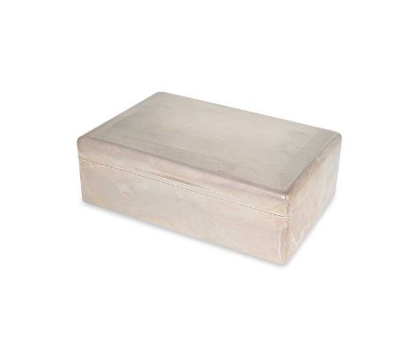 A George V silver table cigarette or cigar box, mark of Joseph Braham, London 1910, of rectangular form, part marked piano hi