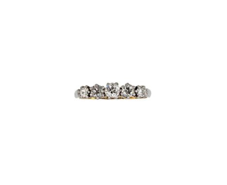 An early 20th century five stone diamond ring, graduated old brilliant cut diamonds, estimated approximate total diamond weig