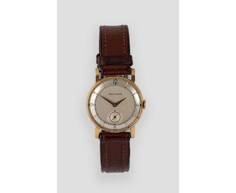 Jaeger-LeCoultre - A Swiss 18ct gold wristwatch,  circa 1945, model 335068, circular silvered dial with black quatre Arabic n