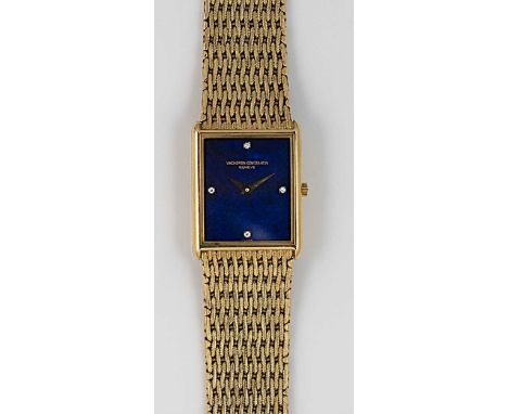 Vacheron Constantin - An 18ct gold wristwatch,  circa 1970, model number 564821, serial number 33201, rectangular 'lapis' blu