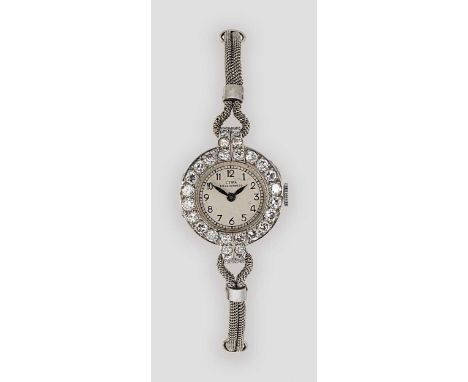 Cyma for Collingwood & Company - A diamond set cocktail watch on a later 9ct gold bracelet, circa 1960, tandem signed circula