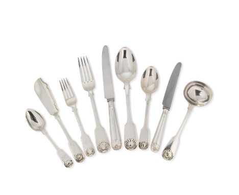 A 33-piece set of Victorian silver flatware with 33 additions, mark of Wakely &amp; Wheeler (James Wakely &amp; Frank Clarke 
