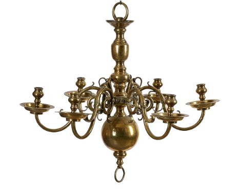A DUTCH BRASS SIX LIGHT CHANDELIERPROBABLY LATE 18TH CENTURY67cm highCondition Report: This does not look like it has ever be
