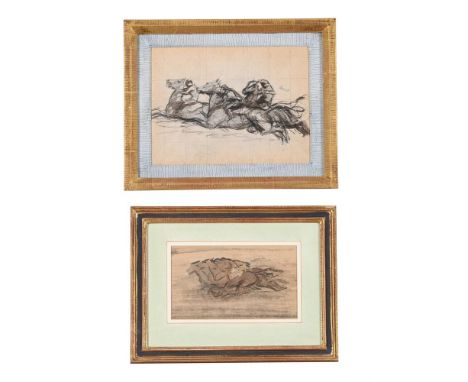 LOWES DALBIAC LUARD (BRITISH 1872-1944)CANTERING AT NEWMARKETCrayon and wash, squared for transfer17 x 23cm (6½ x 9 in.)Toget