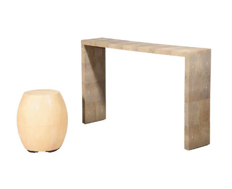 A SIMULATED SHAGREEN CONSOLE TABLE20TH CENTURYDESIGNED BY JEAN CLAUDE CIANCIMINO75cm high, W120cm wide, 25.5cm deep Together 