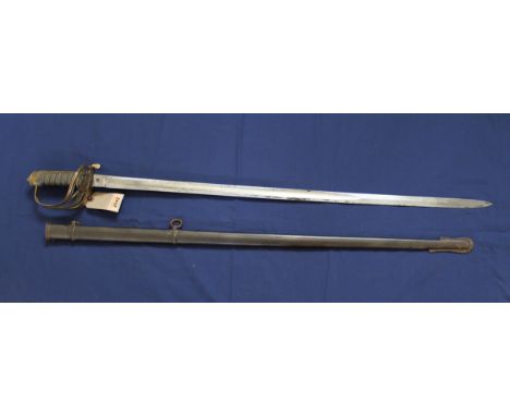 A Victorian 1854 model Infantry Officers sword with steel scabbard