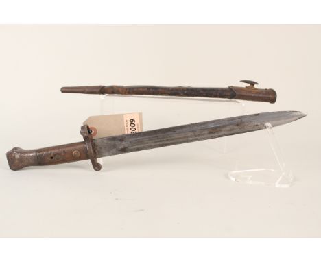 A British 1888 model bayonet (Mk I 2nd type) by Mole with scabbard (in overall worn condition)