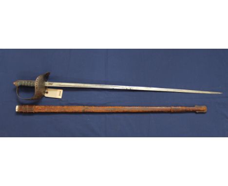 An Edward VII 1897 model Infantry Officers sword with leather scabbard, this example being the levee version