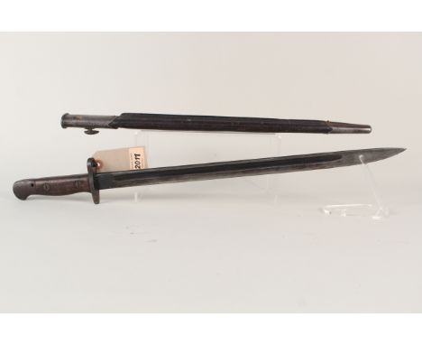 A British 1907 model bayonet by Wilkinson, marked 11/15, complete with scabbard