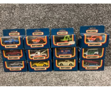 Matchbox MB series die cast vehicles to include Modified Racer and Fork Lift Truck x12 all boxed