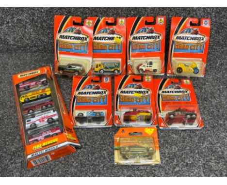 Matchbox Mattel wheels Hero-City collection x8 and Matchbox Fire rescue exclusive design. All in original boxes