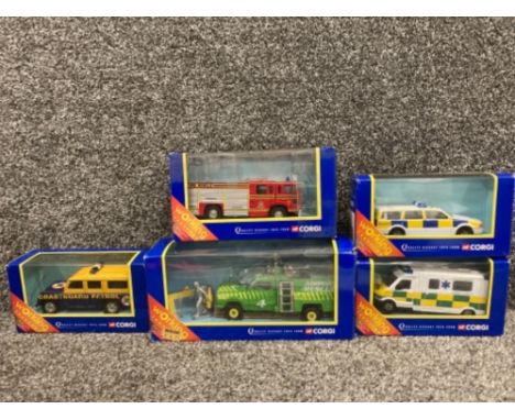 Corgi Working Features die cast vehicles to include Volvo fire engine and Angus fire tender x5