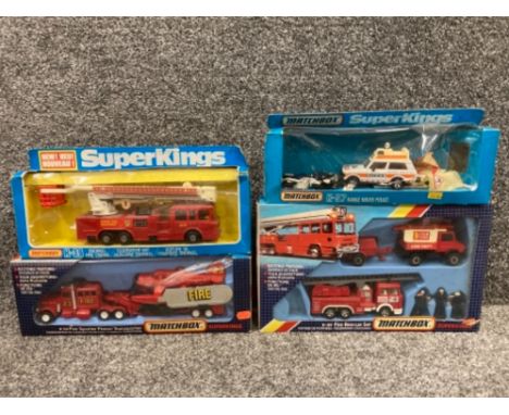 Matchbox Superkings fire engines and Range Rover Police K-97 x4 all boxed