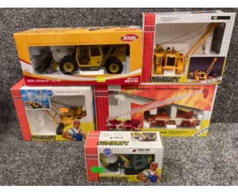 Joal die cast models to include mini excavator and fire engine x5