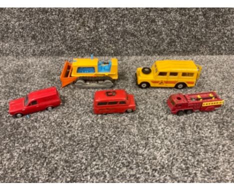 Four Corgi die cast vehicles to include a Bedford Fire Tender, and a fire engine x5