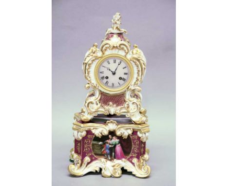 A FRENCH MANTEL CLOCK the movement with pendulum with silk suspension and striking on a bell, back plate engraved Ch. Quillet