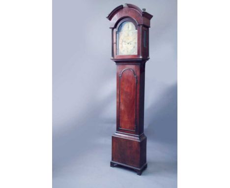 A MAHOGANY LONGCASE CLOCK the dial with brass chapter ring with subsidiary seconds ring and calendar aperture, signed John Ga