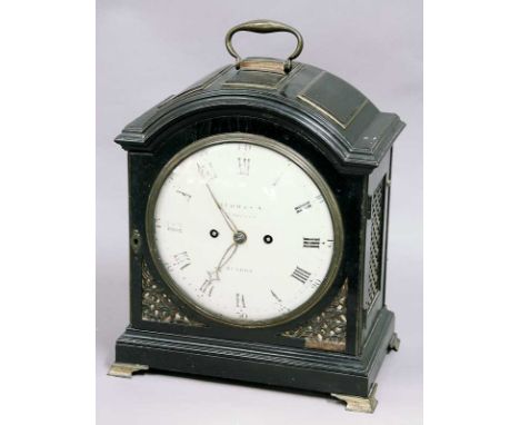 A GEORGE III BRACKET CLOCK the movement with verge escapement with crown wheel, striking and with pull repeat: engraved back 