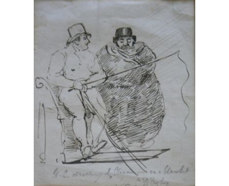 SIR CHARLES D'OYLY, Bt. (1781-1845) V. C. DRIVING G CHINNERY IN A BLANKET Inscribed with title and further inscribed Sir C D'