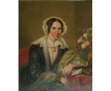 JAMES LEAKEY (1775-1865) PORTRAIT OF A LADY, TRADITIONALLY SAID TO BE A PORTRAIT OF THE ARTIST'S WIFE, ELIZA HUBBARD (nee WOO