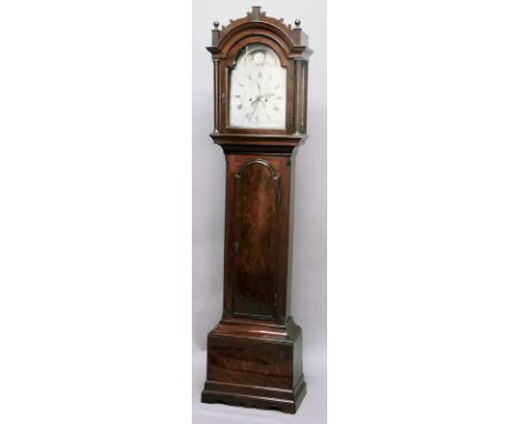 A LONGCASE CLOCK by Edward Hopkins, Bradford, the movement with anchor escapement and later converted to coil strike, silvere