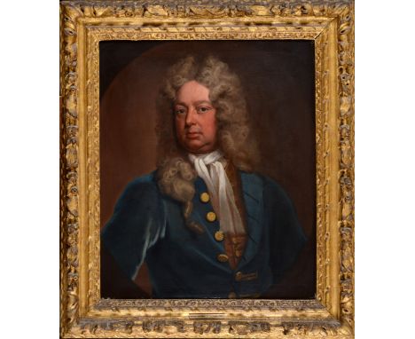 ATTRIBUTED TO SIR GODFREY KNELLER, Bt (1646-1723) PORTRAIT OF ADMIRAL SIR JOHN LEAKE (1656-1720) Quarter length, wearing a bl
