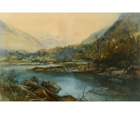 WILLIAM JOSEPH WADHAM (1863-1950) FIGURES BY LAKE WAKATIPU, SOUTH ISLAND, NEW ZEALAND Signed and dated 1901, bears an inscrib