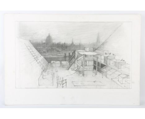 Charles Dickens related - Original artwork on board, a pencil sketch by Keith Wilson, production designer, showing pigeon box
