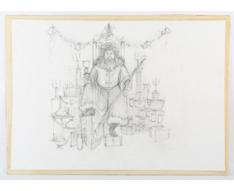 Charles Dickens related - Original artwork on board within a tape border, a pencil sketch by Keith Wilson, production designe