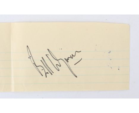 Bill Wyman - Autograph of the former Rolling Stones member, signed on lined paper at Croydon Bowling Alley, 19 x 6 cm. 