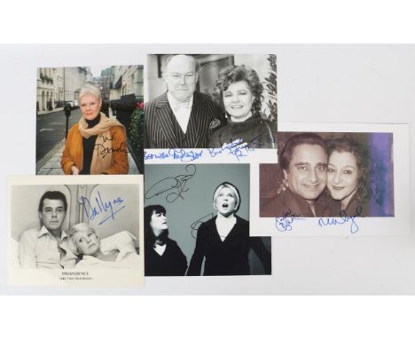 Showbiz Autographs - 8 signatures, Prunella Scales, Timothy West, Jennifer Saunders, Dawn French, Dirk Bogarde, Judi Dench an
