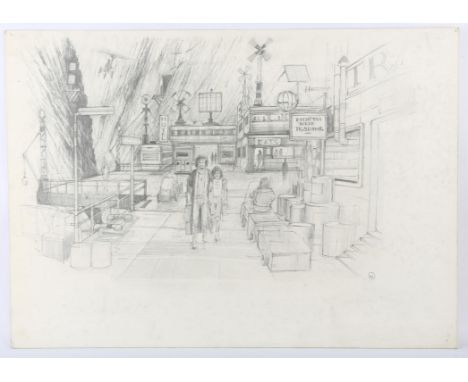 Gerry Anderson related - Original artwork on board, pencil sketch, initialled lower right by production designer Keith Wilson