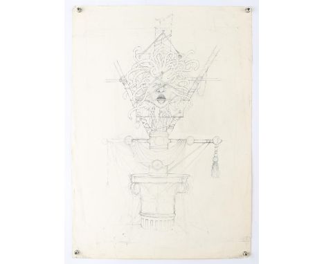 Gerry Anderson related - Three original artworks on paper, comprises a pencil sketch showing a Medusa concept design, 59.2 x 