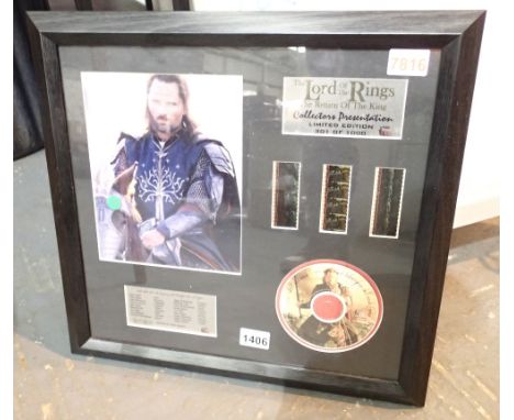 Lord of the Rings the Return of the King limited edition 301/1000 framed film cells and DVD 