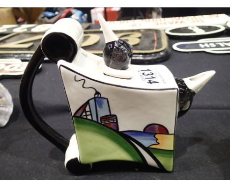 Lorna Bailey Art Deco House pattern concave teapot  CONDITION REPORT: No cracks, chips or visible restoration.