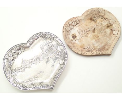 Oomersi Mawji Indian silver footed trinket dish with Vatican and St Peters views, together with the ceramic casting