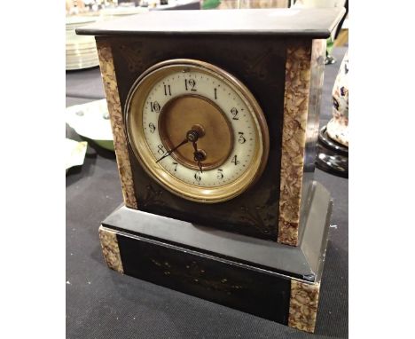 Antique Victorian slate clock  CONDITION REPORT: This item was working at the time of lotting up. 