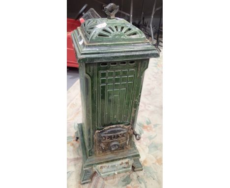 Victorian German green enamel cast iron room heater 90c high 