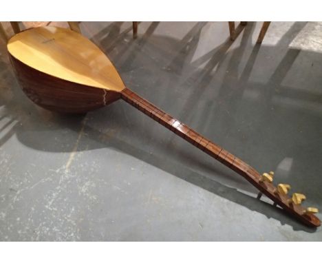 Antique type six string deep belly lute (please see condition report) CONDITION REPORT: Belly split and small hole. 