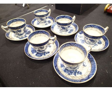 Six Booths Old Willow cups and saucers 