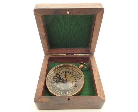 Boxed brass Royal Navy compass