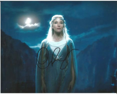 Cate Blanchett signed 10 x 8 colour photo from Lord of the Rings, with Times newspaper large movie poster. Comes with biograp