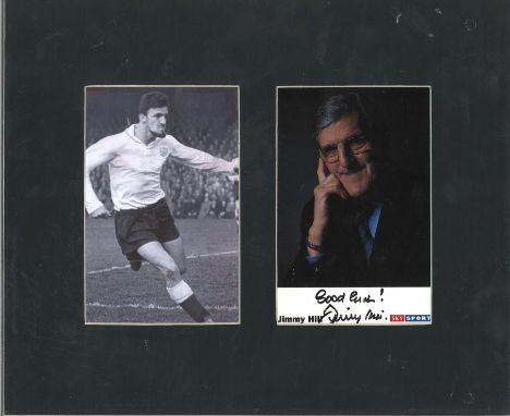 Jimmy Hill signed small Sky sports promo photo. Mounted alongside b/w photo of him in his playing days. Approx overall size 1