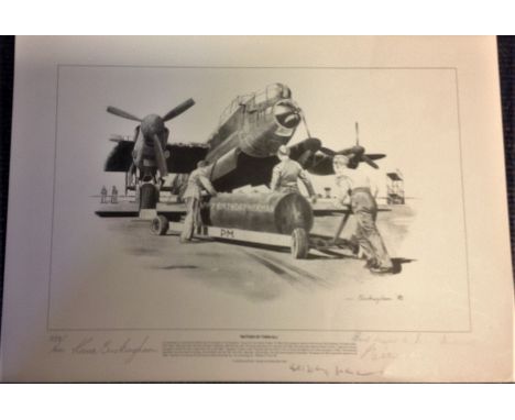 World War Two print 12x16 approx titled Mother of them all by the artist Kevan Buckingham dedicated to Jim Shortland signed b
