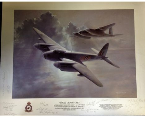 World War Two print 19x24 titled "Final Departure" by the artist Charles Thompson limited edition 106/627 signed in pencil by
