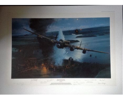 Dambusters World War Two print approx 24x32 titled Operation Chastise by the artist Robert Taylor 9/400 signed in pencil by t