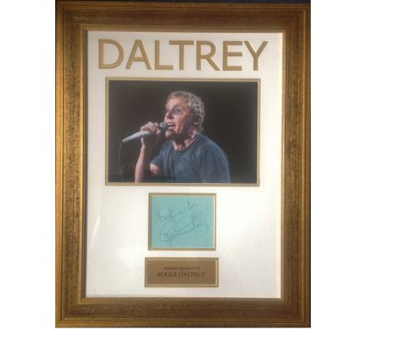 Roger Daltrey signature piece 22x8 overall includes Daltrey embossed at the top , colour photo , signed album page and authen