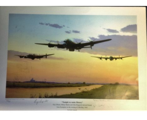 World War Two print 12x16 approx titled "Tonight we make History "by the artist Keith Aspinall dedicated to Jim and Christine
