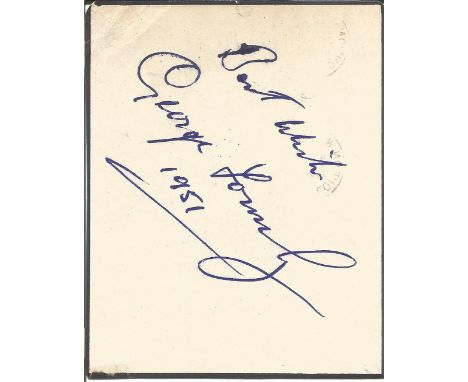 George Formby signed album page. 26 May 1904 - 6 March 1961), was an English actor, singer-songwriter and comedian who became